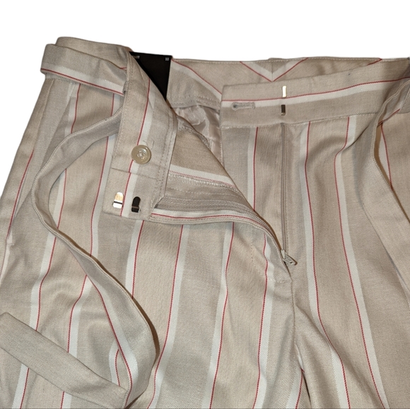 NWT DKNY Essex Ankle Pin Striped Belted High Rise Linen Stretch Business Pants - Picture 9 of 16